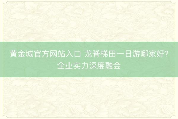 黄金城官方网站入口 龙脊梯田一日游哪家好？企业实力深度融会
