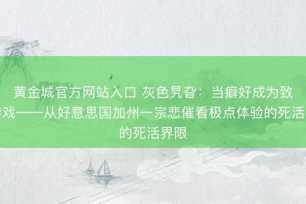 黄金城官方网站入口 灰色旯旮：当癖好成为致命游戏——从好意思国加州一宗悲催看极点体验的死活界限