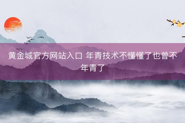 黄金城官方网站入口 年青技术不懂懂了也曾不年青了