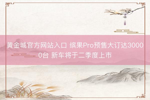 黄金城官方网站入口 缤果Pro预售大订达30000台 新车将于二季度上市