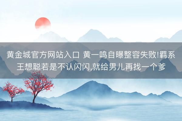 黄金城官方网站入口 黄一鸣自曝整容失败!羁系王想聪若是不认闪闪，就给男儿再找一个爹