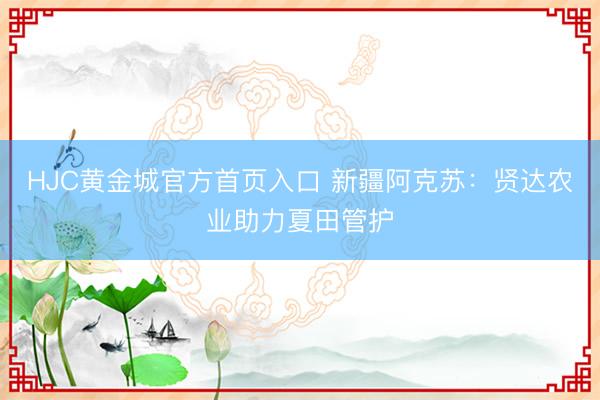 HJC黄金城官方首页入口 新疆阿克苏:贤达农业助力夏田管护