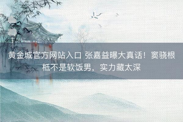 黄金城官方网站入口 张嘉益曝大真话！窦骁根柢不是软饭男，实力藏太深